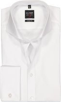 OLYMP Level 5 body fit overhemd - dubbele manchet - wit - Strijkvriendelijk - Boordmaat: 43