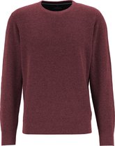 CASA MODA heren trui katoenmelange - honingraat structuur met O-hals - bordeaux rood -  Maat: 4XL