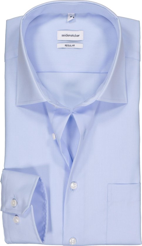Seidensticker regular fit overhemd - lichtblauw - Strijkvrij - Boordmaat: 45