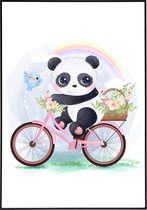 Poster schattige pandabeer op fiets - 30x40 cm