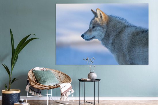Peinture sur Toile Loup - Hiver - Fourrure - 150x100 cm - Décoration murale