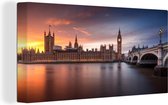 Canvas Schilderij Zonsondergang boven Londen - 40x20 cm - Wanddecoratie