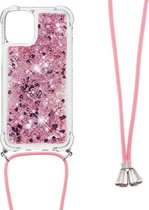Lunso arrière avec cordon - iPhone 13 Pro Max - Or rose Glitter