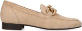 Manfield - Dames - Beige suède loafers met chain - Maat 42