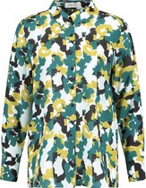 GERRY WEBER Dames Blouse met lange mouwen en bloemenprint EcoVero Grün/Blau Druck-48