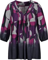 SAMOON Dames Uitlopende blouse met 3/4-mouwen Navy gemustert-52