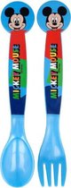 bestekset Mickey Mouse junior 22 cm blauw 2-delig