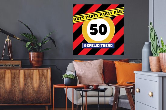 Stickers muraux - Film autocollant - Anniversaire - Décoration 50 ans - Anniversaire - 80x80 cm - Film adhésif - Stickers muraux muraux Chambre d'enfant - Papier peint autocollant - Papier peint autocollant - Film autocollant