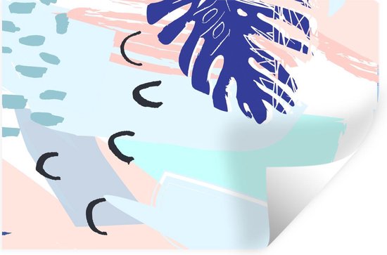 Muurstickers - Sticker Folie - Zomer - Blad - Blauw - 90x60 cm - Plakfolie - Muurstickers Kinderkamer - Zelfklevend Behang - Zelfklevend behangpapier - Stickerfolie