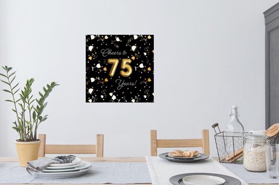 Muurstickers - Sticker Folie - Verjaardag - 75 Jaar - Confetti - 50x50 cm - Plakfolie - Muurstickers Kinderkamer - Zelfklevend Behang - Zelfklevend behangpapier - Stickerfolie