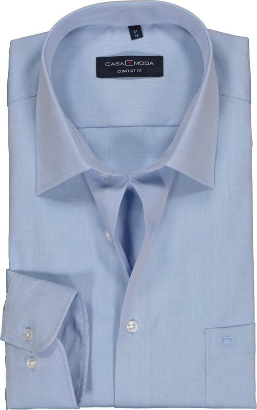CASA MODA comfort fit overhemd - lichtblauw - Strijkvrij - Boordmaat: 40