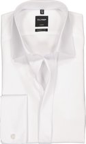 OLYMP Luxor modern fit overhemd - smoking overhemd - wit - gladde stof met Kent kraag - Strijkvrij - Boordmaat: 39