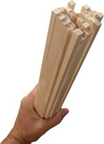 Set van 50 houten stokken (vierkant, 8x8 mm, 70 cm lang, berkenhout)
