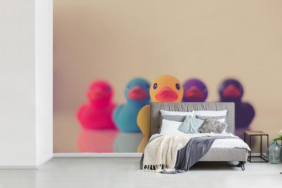 Behang - Fotobehang Badeenden - Kleuren - Breedte 390 cm x hoogte 260 cm