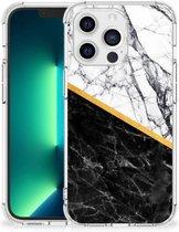 Back Cover iPhone 13 Pro Max Smartphone hoesje met doorzichtige rand Marble White Black