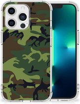 Smartphone hoesje Geschikt voor Apple iPhone 13 Pro Anti-shock Hoesje met foto met transparante rand Camouflage