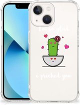 Shockproof Case geschikt voor iPhone 13 mini Back Case Siliconen Hoesje met transparante rand Cactus Glad