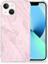 Smartphone hoesje iPhone 13 Telefoonhoesje met tekst met transparante rand Marble Pink