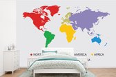 Papier peint photo vinyle - Carte du monde colorée avec une légende largeur 330 cm x hauteur 220 cm - Tirage photo sur papier peint (disponible en 7 tailles)