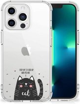 Telefoonhoesje Geschikt voor iPhone 13 Pro Silicone Case met transparante rand Cat Good Day