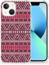 GSM Hoesje iPhone 13 Hoesje met naam met transparante rand Aztec Purple