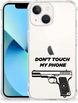 Cover Case geschikt voor iPhone 13 mini Telefoonhoesje met doorzichtige rand Pistol Don't Touch My Phone