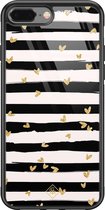 iPhone 8 Plus/7 Plus hoesje glass - Hart streepjes | Apple iPhone 8 Plus case | Hardcase backcover zwart