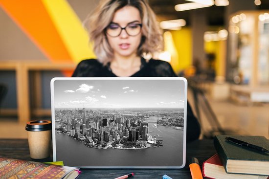 Autocollant pour ordinateur portable - 15,6 pouces - New York - Zwart - Wit - 36x27,5 cm - Autocollants pour ordinateur portable - Peau pour ordinateur portable - Couverture