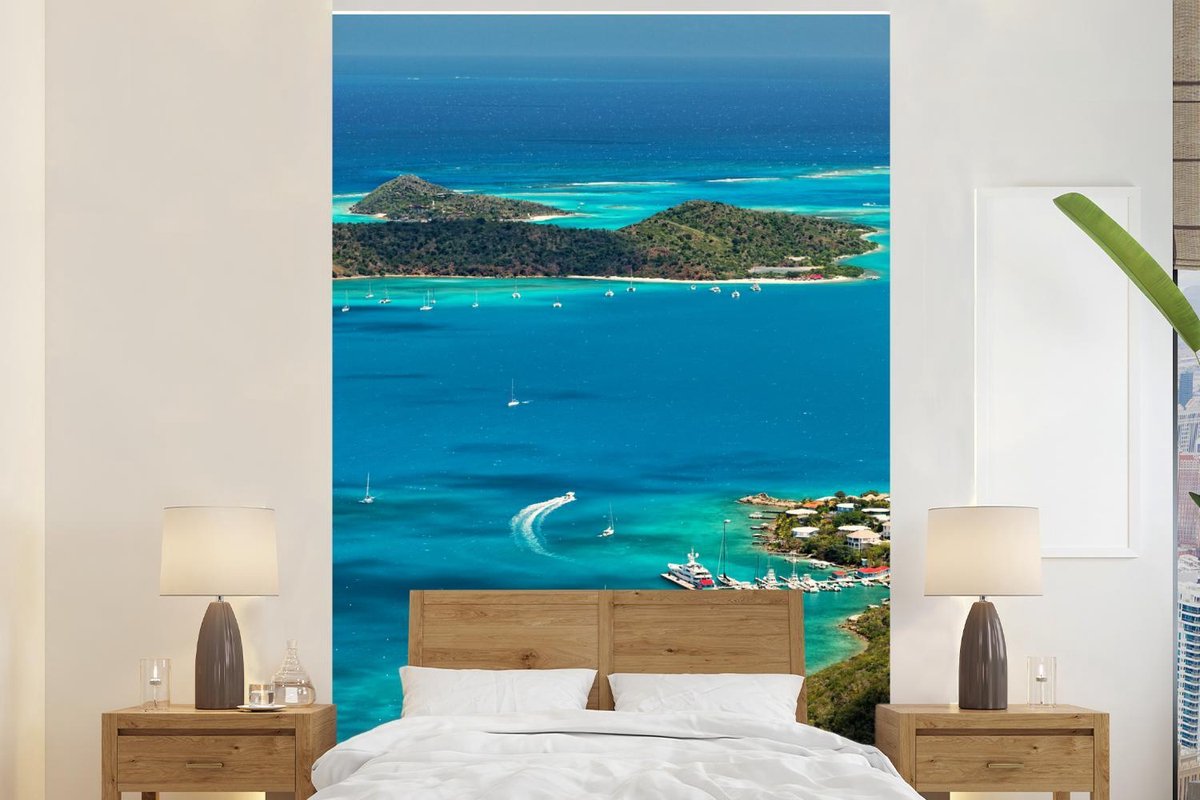 Behang - Fotobehang Caribische haven - Breedte 195 cm x hoogte 300 cm