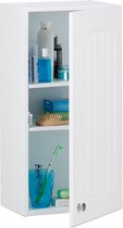 meuble de salle de bain relaxdays suspendu - meuble de salle de bain - lattes - blanc - bois