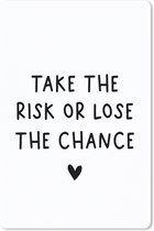 Muismat - Mousepad - Engelse quote Take the risk of lose the chance met een hartje op een witte achtergrond - 18x27 cm - Muismatten
