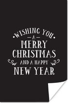 Citation de Noël Je vous souhaite un joyeux Noël sur fond noir 120x180 cm XXL / Groot format!