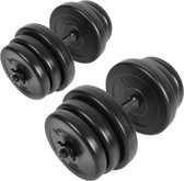 Trend24 Gewichten - Gewichten set - Dumbells - 2 x 20 kg - Verstelbaar - Staal - Kunstof - Zwart