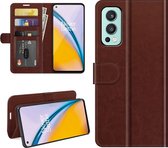 OnePlus Nord 2 Hoesje - MobyDefend Wallet Book Case (Sluiting Achterkant) - Bruin - GSM Hoesje - Telefoonhoesje Geschikt Voor OnePlus Nord 2