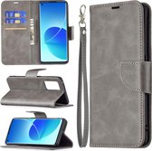 Oppo Reno6 Pro Hoesje - MobyDefend Wallet Book Case Met Koord - Grijs - GSM Hoesje - Telefoonhoesje Geschikt Voor Oppo Reno6 Pro