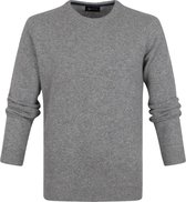 Suitable - Lamswol Trui O-Hals Grijs - Heren - M - Regular-fit - Mannen wintertrui van Wol