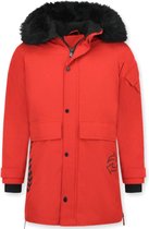 Parka Jas Heren – Met Bontkraag – Rood