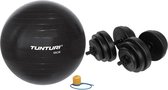 Tunturi - Fitness Set - Vinyl Halterset 28 kg  - Gymball Zwart 55 cm