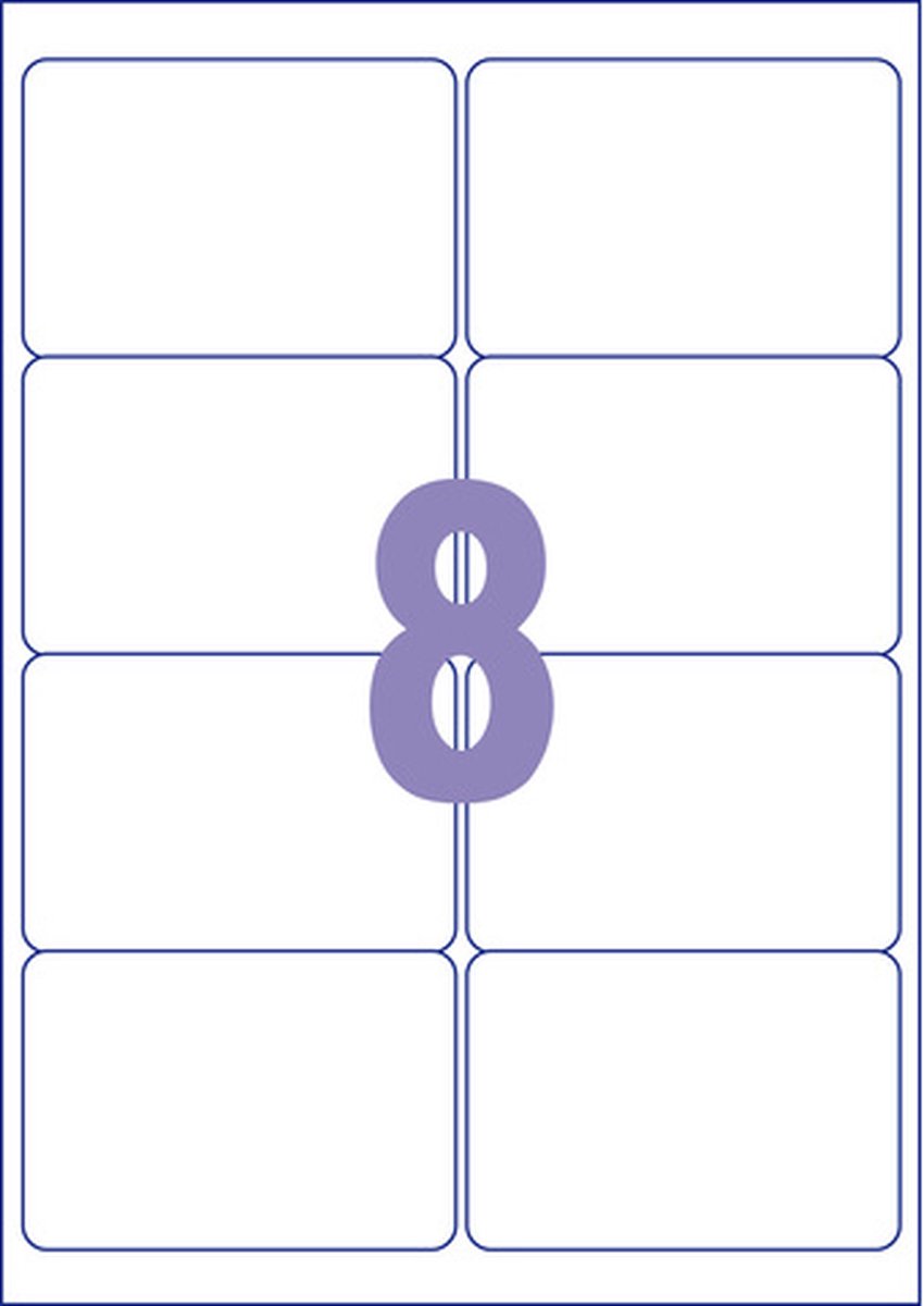 Kangaro etiketten - universeel - inkjet/laser/kopieer - 99,1x67,7mm - 25 vel - 8 stickers per vel