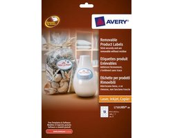 Huismerk Avery L7101REV Etiketten Verwijderbaar 63.5x42.3mm Wit