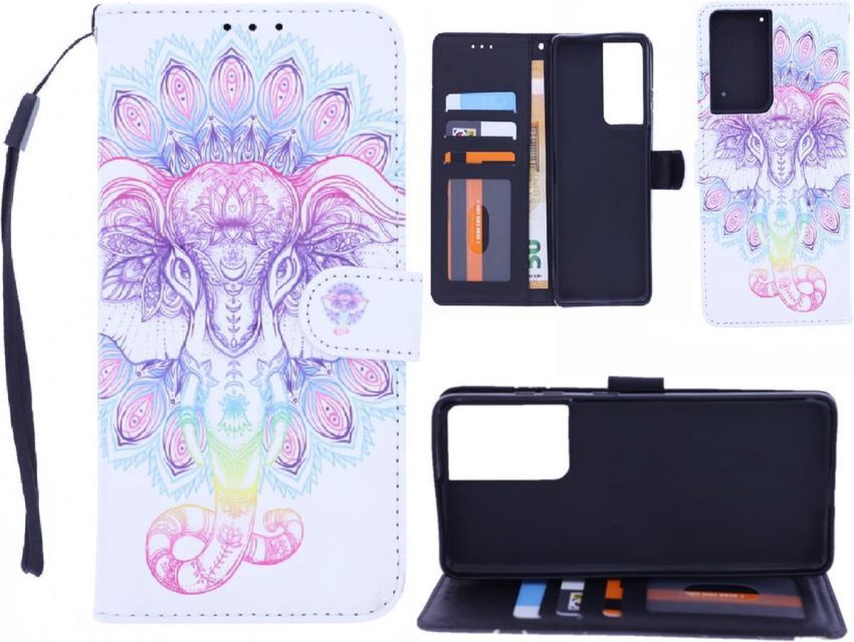 Bookcase Geschikt voor: Samsung Galaxy S21 Ultra hoesje met print - Elephant 3D