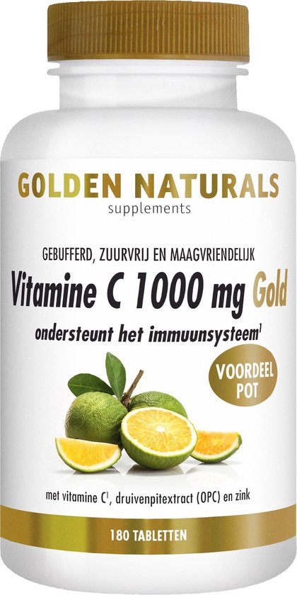 Golden Naturals Vitamine C 1000mg Gold (180 veganistische tabletten) |  bol.com