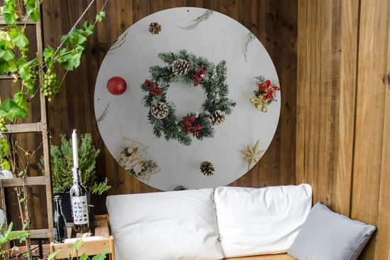 Garden Circle Winter - Noël - Couronne - 120x120 cm - Affiche jardin - XXL