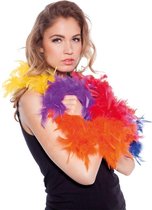 2x stuks regenboog kleuren veren boa 180 cm - Carnaval verkleed accessoires