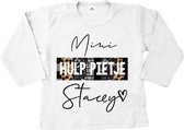 Shirt naam kind mini hulppietje-wit met print-Maat 62