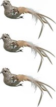 6x stuks decoratie vogels op clip glitter goud 18 cm - Decoratievogeltjes/kerstboomversiering/bruiloftversiering