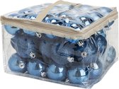Cosy & Trendy Kerstballen - 48 stuks - blauw - in opbergtas - 6 cm