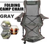 Camping Chair-Reclining Folding Camping Chair-Draagbare Dutje Stoel-Voor Outdoor Camping Vissen Opvouwbare Strand Lounge Chair-Met Voetsteun-grijs