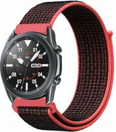 Nylon Smartwatch bandje - Geschikt voor Samsung Galaxy Watch 3 - 45mm nylon band - zwart/koraal - Strap-it Horlogeband / Polsband / Armband