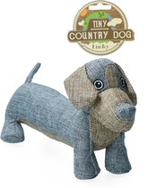 Country Dog Lucky – Honden speelgoed – Honden speeltje met piepgeluid – Honden knuffel gemaakt van hoogwaardige materialen – Dubbel gestikt – Extra lagen - Voor trek spelletjes of apporteren – Grijs/Blauw – 30x15cm